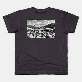 Clovelly Harbour, North Devon, England, Black And White Kids T-Shirt